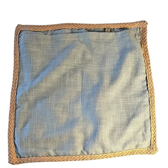 Stratford Home Throw Pillow Covers Braided Jute Trim Sea Foam Green Gray Coastal - Picture 3 of 7